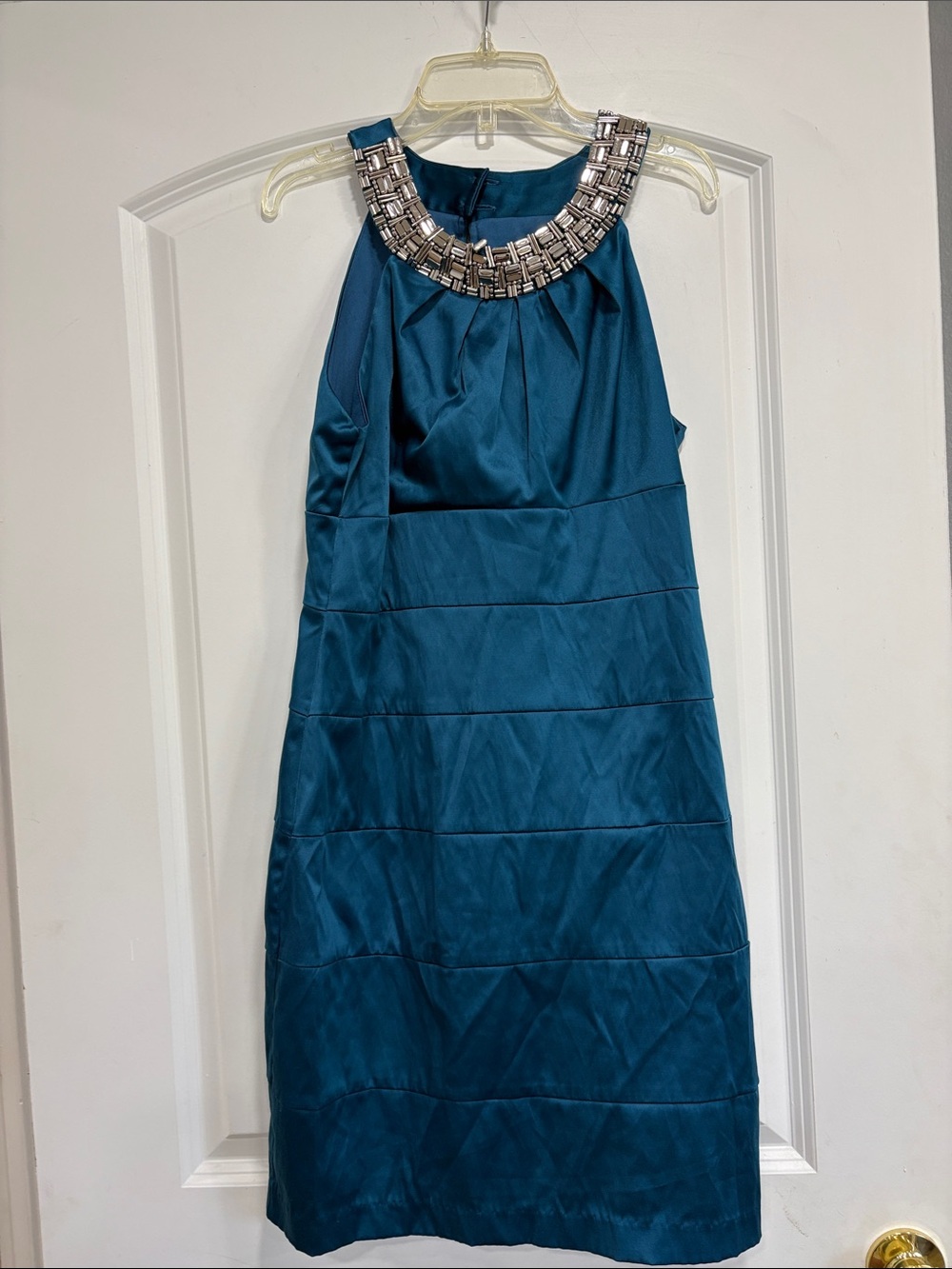 B Darlin Teal Jeweled Halter Dress
